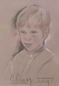 getekend portret van een jonge Rients Ritskes
