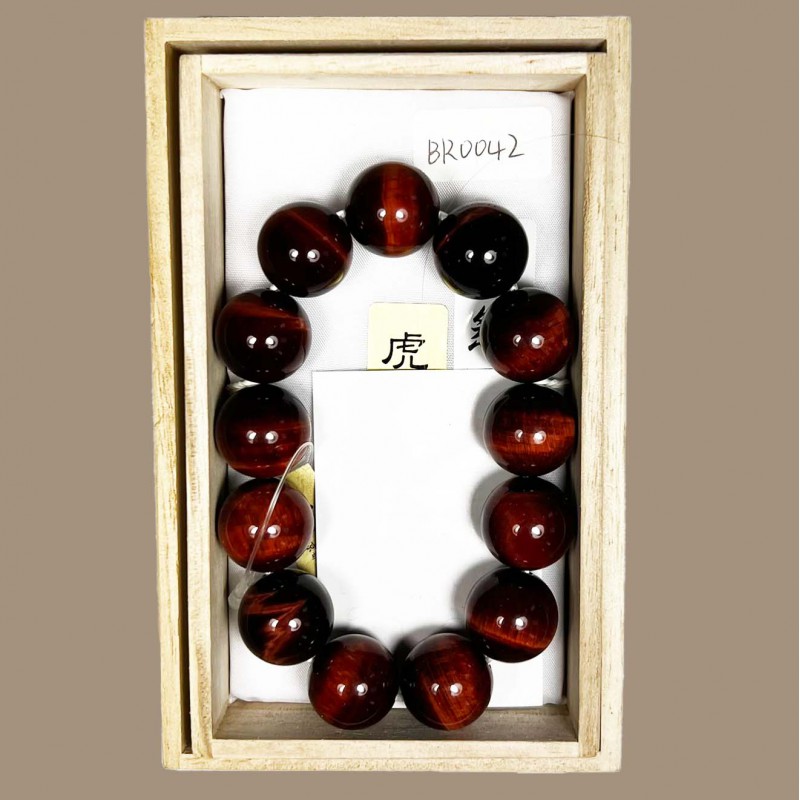 Udewa Nenju tijgeroog rood 16mm 13 kralen Udewa Nenju tijgeroog rood 16mm 13 kralen