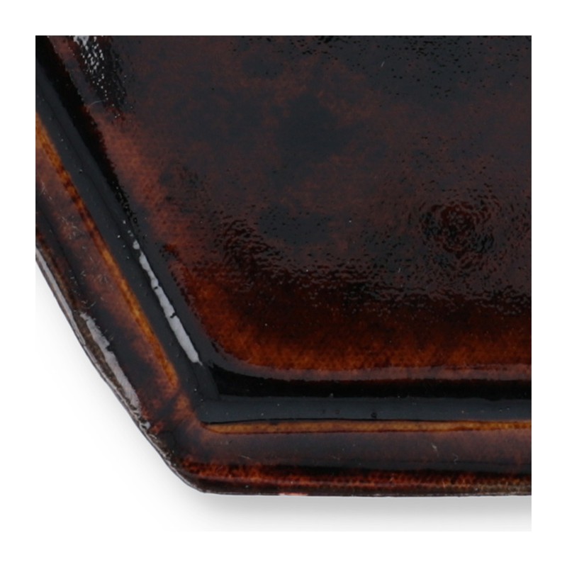 Incense Plate Hexagon Dark Brown
