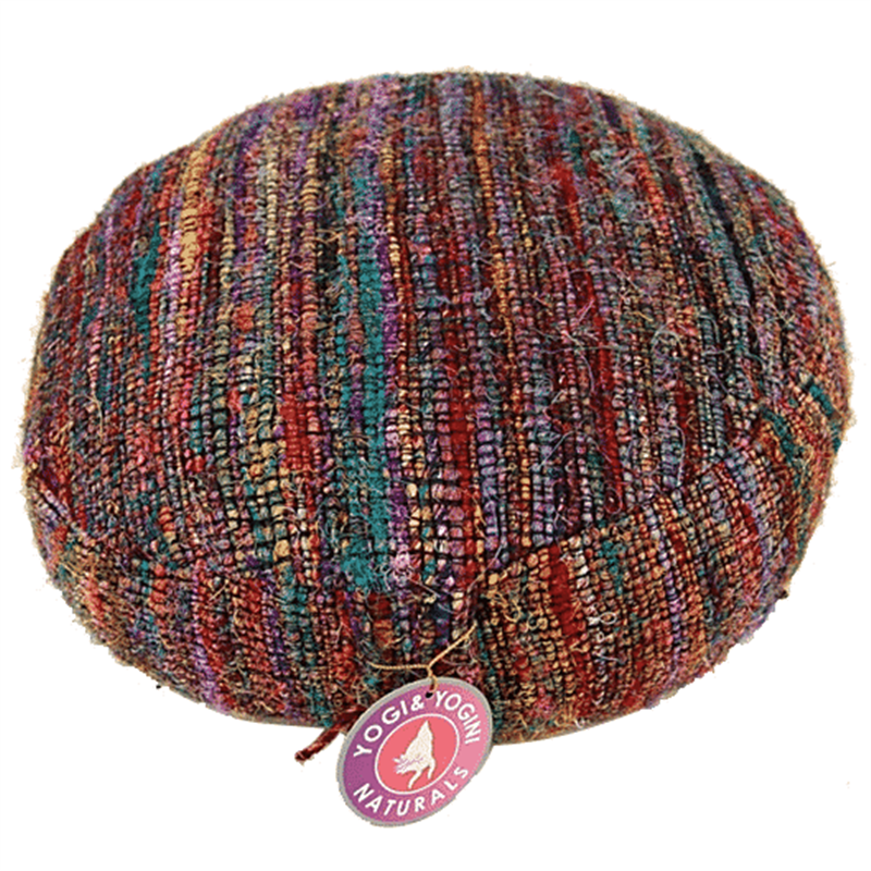 Meditation cushion Yogi Yogini 33x17 cm multicolored vintage silk